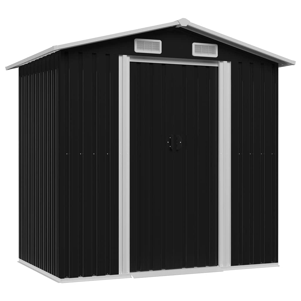 GOLINPEILO Metal Outdoor Garden Storage Shed, 80.3" x 52" x 73.2" Steel Utility Tool Shed Storage House, Steel Yard Shed with Double Sliding Doors, Utility and Tool Storage for Garden,Anthracite 80.3" x 52" x 73.2" Anthracite