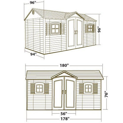 Lifetime 6446 Abri de rangement extérieur 8 x 15 pieds Sable du désert 