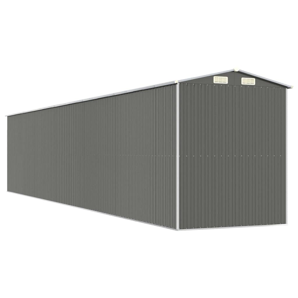 GOLINPEILO Abri de jardin extérieur en métal, grand hangar à outils utilitaire en acier, abri de jardin en acier avec doubles portes coulissantes, rangement utilitaire et outils, gris clair 75,6"x402"x87,8" 75,6"x402"x87,8" 