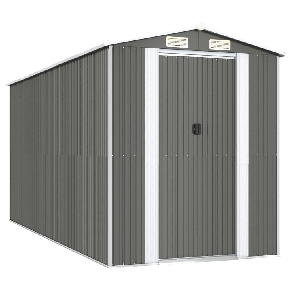 GOLINPEILO Abri de jardin extérieur en métal, grand hangar à outils utilitaire en acier, abri de jardin en acier avec doubles portes coulissantes, rangement utilitaire et outils, gris clair 75,6"x173,2"x87,8" 75,6"x173,2"x87,8" 