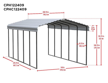 Abri d'auto Arrow, 12 pi x 24 pi x 9 pi Coquille d'oeuf 12' x 24' x 9' 