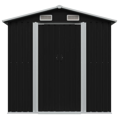 CHARMMA Abri de jardin extérieur avec portes coulissantes et aérations en acier galvanisé, abri de jardin pour outils d'extérieur, organisateur de fournitures de piscine, anthracite pour patio, arrière-cour, pelouse 8'x4'x6' (L x P x H) 80,3"x52"x73,2" 