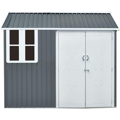 Hanover Nordic Storage Shed with Window | Galvanized Steel | Sliding Bolt Lock | 6-Ft. x 8-Ft. x 7-Ft. | Dark Gray | HANNORDICSHD-GW Steel Nordic Storage Shed