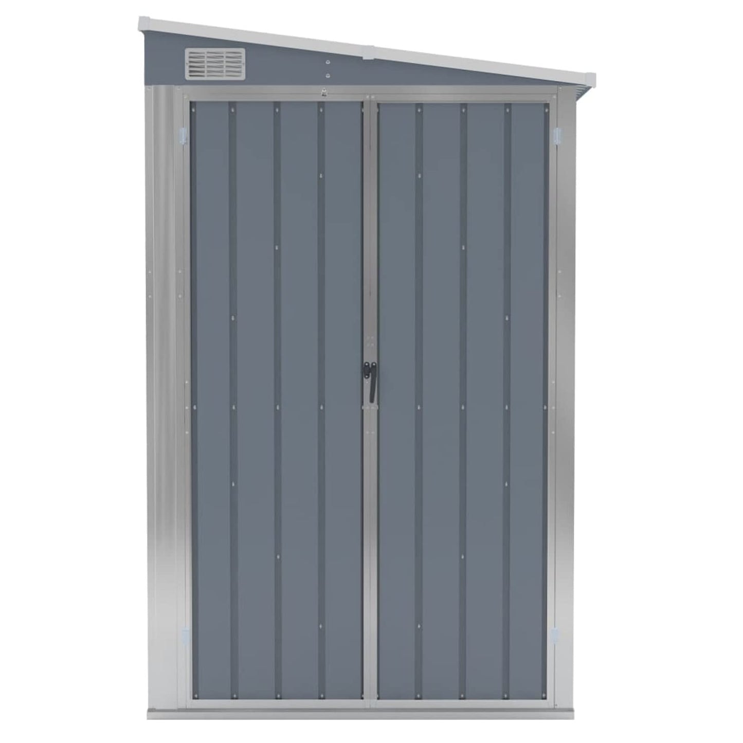 Gecheer Abri de jardin mural gris 46,5"x150,4"x70,1" en acier, abri de rangement extérieur avec porte en acier galvanisé, maison de rangement pour jardin, patio, pelouse 46,5 x 150,4 x 70,1 