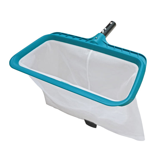 POOLWHALE Filet d'écumoire de piscine professionnel, outil de nettoyage de râteau à feuilles de natation robuste avec sac en filet en nylon fin et profond - Nettoyage rapide, bord facile à pelle, râteau de piscine pour ramassage des débris