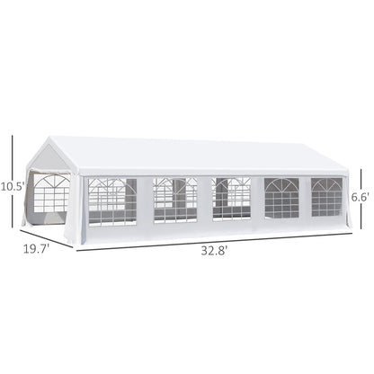 Outsunny 20' x 32' Grande tente de fête extérieure pour abri de voiture avec parois latérales de protection amovibles et utilisations polyvalentes, blanc 32' x 20' 