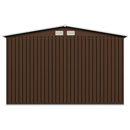 CHARMMA Outdoor Garden Storage Shed with Sliding Doors and Vents Galvanized Steel Outdoor Tool Shed Pool Supplies Organizer Brown for Patio, Backyard, Lawn 9'x7'x6'(W x D x H) 101.2"x80.7"x70.1"