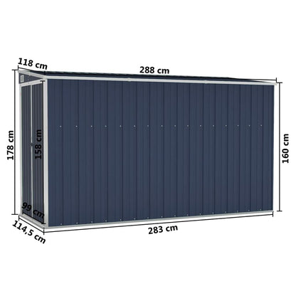 GOLINPEILO Wall-Mounted Metal Outdoor Garden Storage Shed, Steel Utility Tool Shed Storage House, Steel Yard Shed with Double Sliding Doors, Utility and Tool Storage, Anthracite 46.5"x113.4"x70.1" 46.5"x113.4"x70.1"(Wall-mounted)