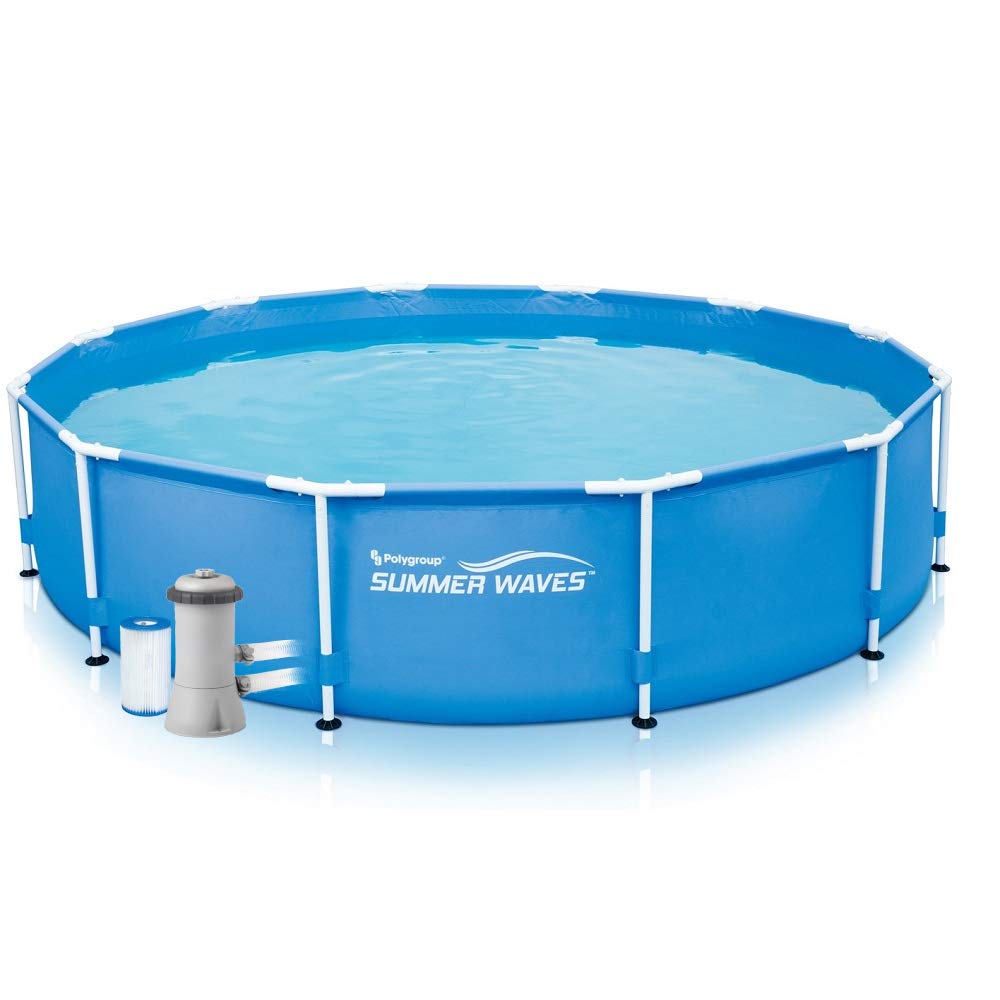Summer Escapes Waves Frame Pool 3.05m x 76cm 10ft x 30" with Filter Pump