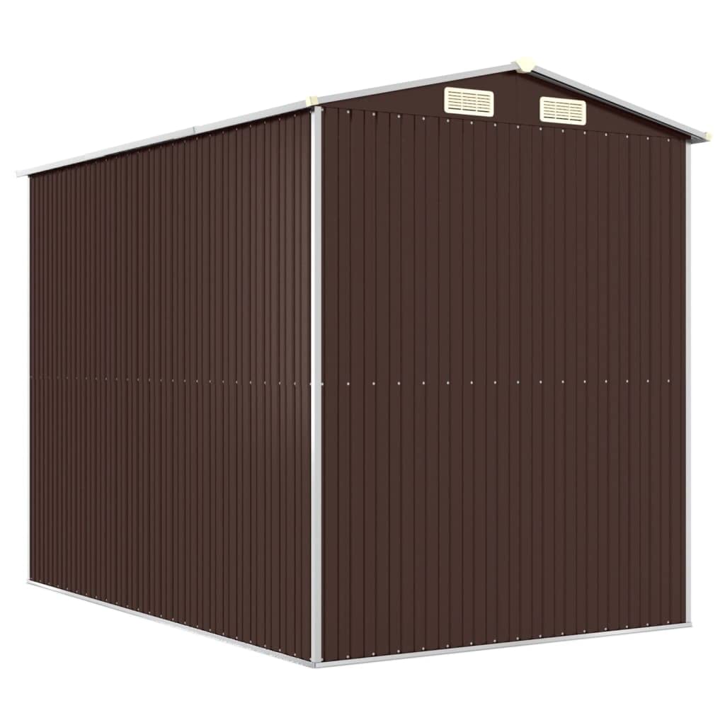 GOLINPEILO Abri de jardin extérieur en métal, grand hangar à outils utilitaire en acier, abri de jardin en acier avec doubles portes coulissantes, rangement utilitaire et outils, marron foncé 75,6"x107,9"x87,8" 75,6"x107,9"x87,8" 