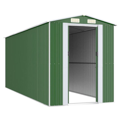 GOLINPEILO Abri de jardin extérieur en métal, grand hangar à outils utilitaire en acier, abri de jardin en acier avec doubles portes coulissantes, rangement utilitaire et outils, vert 75,6"x205,9"x87,8" 75,6"x205,9"x87,8" 