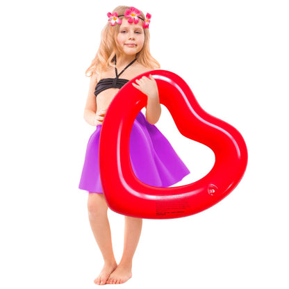 SUNSHINE-MALL Anneaux de Bain Gonflables, Tube de Chaises Longues Flotteur de Piscine en Forme de Coeur, Jouets de Fête de Plage pour Enfants, Adultes Petit Rouge