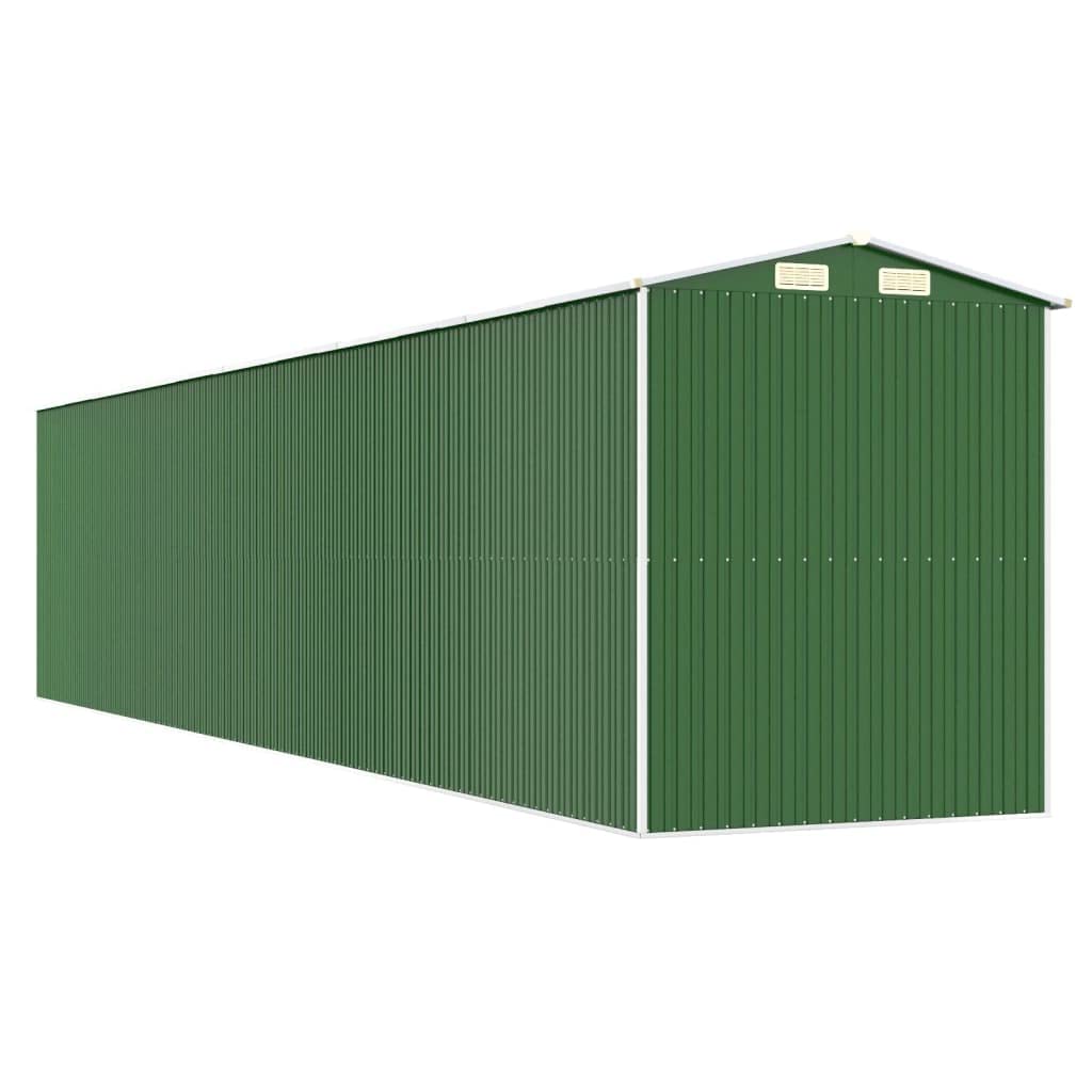 GOLINPEILO Abri de jardin extérieur en métal, grand hangar à outils utilitaire en acier, abri de jardin en acier avec doubles portes coulissantes, rangement utilitaire et outils, vert 75,6"x369,3"x87,8" 75,6"x369,3"x87,8" 