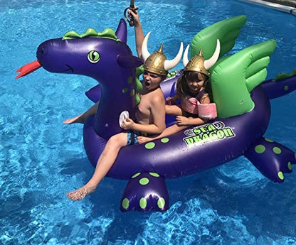 SWIMLINE Original Giant Ride On Inflatable Pool Float Lounge Series | Flotteurs W/jambes stables ailes grand gonflement ridable été plage natation fête grand radeau tube décoration Tan jouets pour enfants adultes Sea Dragon