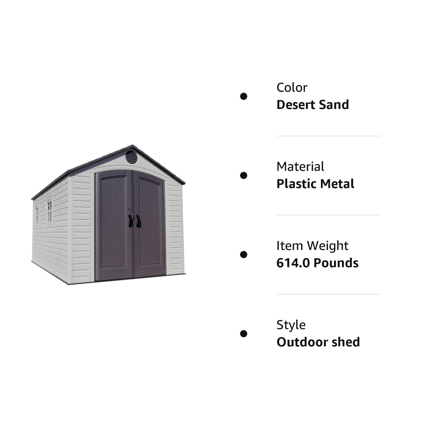 Lifetime 6402 Outdoor Storage Shed, 8 x 12.5 ft, Desert Sand