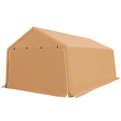 LAUREL CANYON Abri de garage de 4,3 x 6,1 m avec 2 portes enroulables, abri de rangement portable étanche pour SUV, camion pleine grandeur et bateau, 10 pieds, beige beige 