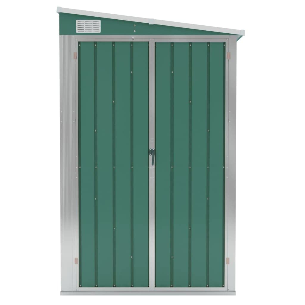 GOLINPEILO Wall-Mounted Metal Outdoor Garden Storage Shed, Steel Utility Tool Shed Storage House, Steel Yard Shed with Double Sliding Doors, Utility and Tool Storage, Green 46.5"x150.4"x70.1" 46.5"x150.4"x70.1"(Wall-mounted)