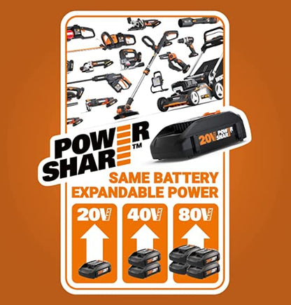 Worx WG779 Tondeuse à gazon sans fil 40 V Power Share 4,0 Ah 14 po (piles et chargeur inclus) Piles 14 po 40 V 4,0 Ah incluses 