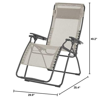 Lafuma Futura XL Zero Gravity Fauteuil inclinable de terrasse (Toile Batyline Gris Seigle) Extra Large Chaise longue d'extérieur pliante XL Futura Zero Gravity Gris (Seigle)