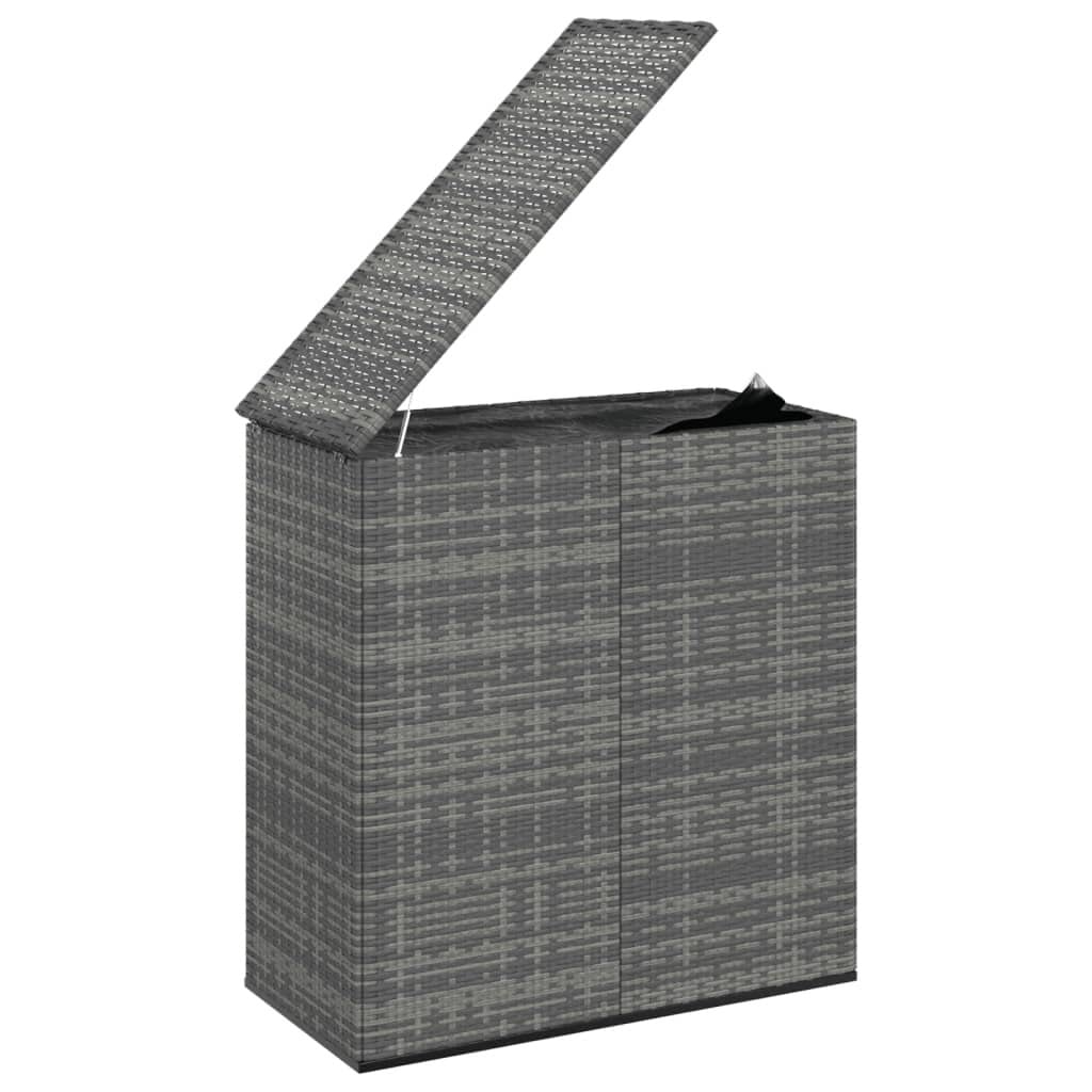 vidaXL Boîte à coussins, boîte de terrasse avec couvercle, armoire de terrasse, coffre de rangement pour coussins d'extérieur, coussins, outils de jardin, fournitures de piscine, rotin PE gris 57,1" x 39,4" x 40,6" 