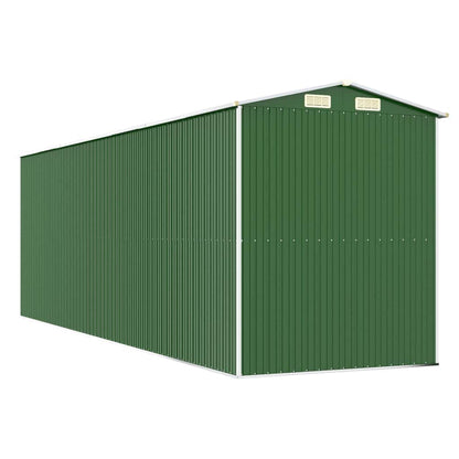 GOLINPEILO Abri de jardin extérieur en métal, grand hangar à outils utilitaire en acier, abri de jardin en acier avec doubles portes coulissantes, rangement utilitaire et outils, vert 75,6"x238,6"x87,8" 75,6"x238,6"x87,8" 