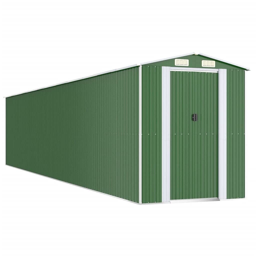 GOLINPEILO Abri de jardin extérieur en métal, grand hangar à outils utilitaire en acier, abri de jardin en acier avec doubles portes coulissantes, rangement utilitaire et outils, vert 75,6"x402"x87,8" 75,6"x402"x87,8" 