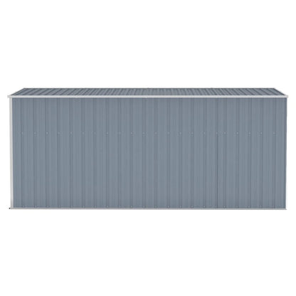 Gecheer Abri de jardin mural gris 46,5"x150,4"x70,1" en acier, abri de rangement extérieur avec porte en acier galvanisé, maison de rangement pour jardin, patio, pelouse 46,5 x 150,4 x 70,1 