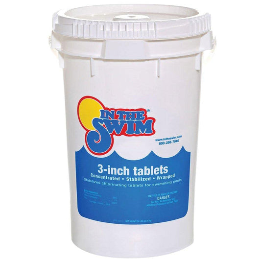 In The Swim 3 Inch Stabilized Chlorine Tablets for Sanitizing Swimming Pools - Individually Wrapped, Slow Dissolving - 90% Available Chlorine - Tri-Chlor - 50 Pounds 50 Pound