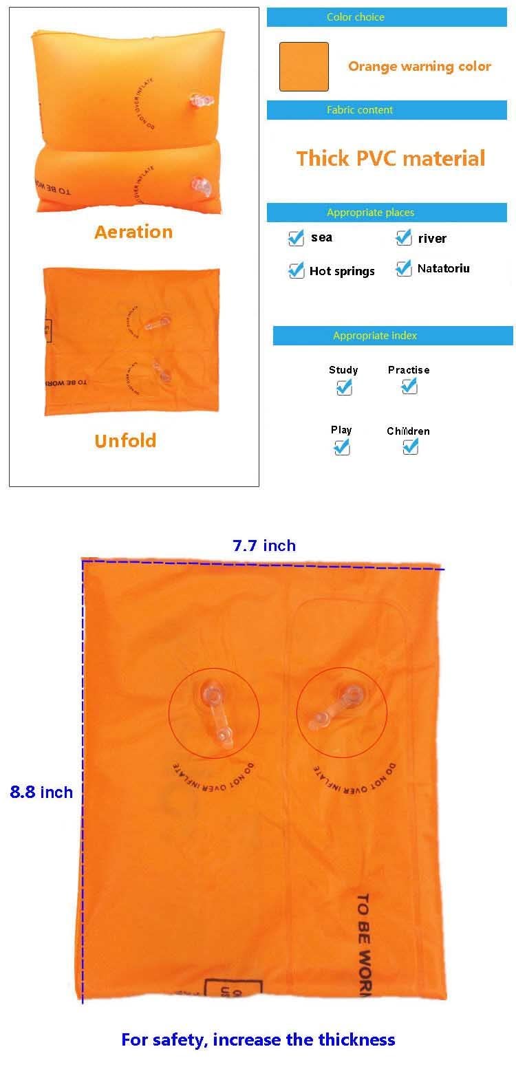 Topsung Floaties Inflatable Swim Arm Bands Rings Floats Tube Armlets for Kids and Adult _Blue + Orange