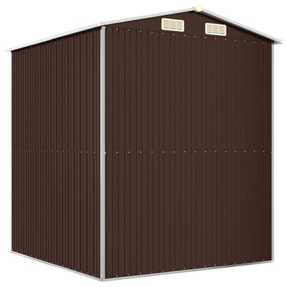 GOLINPEILO Abri de jardin extérieur en métal, grand hangar à outils utilitaire en acier, abri de jardin en acier avec doubles portes coulissantes, rangement utilitaire et outils, marron foncé 75,6"x75,2"x87,8" 75,6"x75,2"x87,8" 