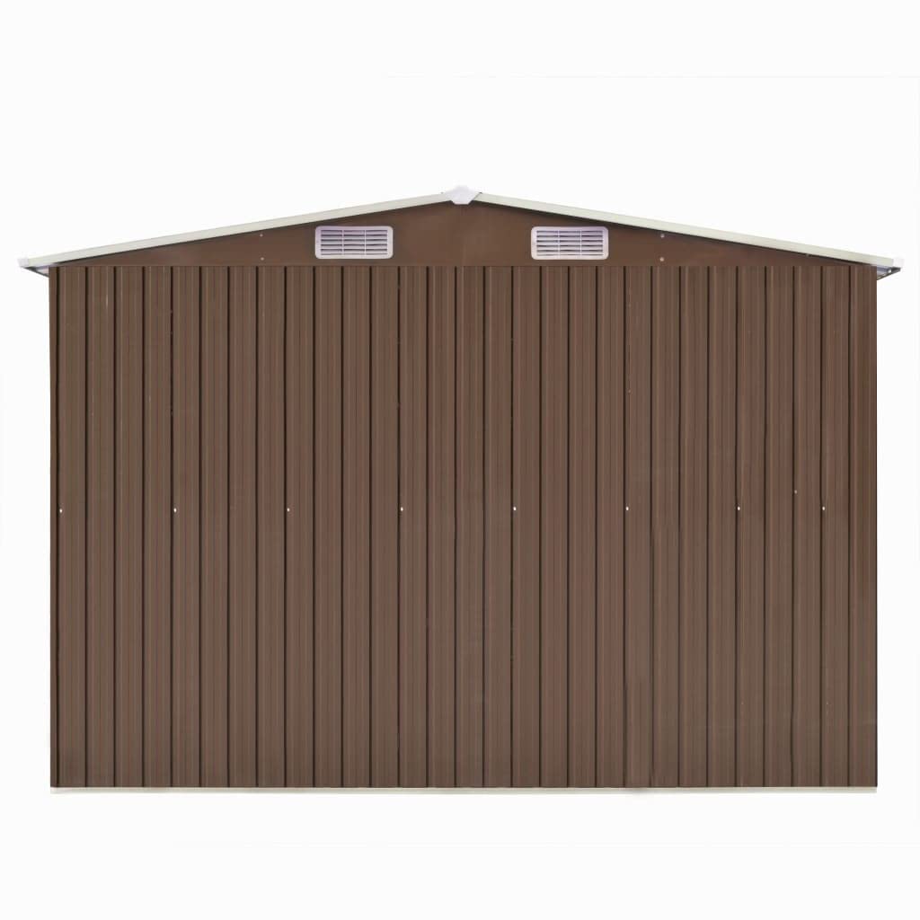 vidaXL Outdoor Storage Shed, Garden Shed, Metal Storage Shed, Backyard Shed for Patio Lawn Porch Bicycles Gardening Tools Lawn Mowers, Brown 101.2" x 192.5" x 71.3"