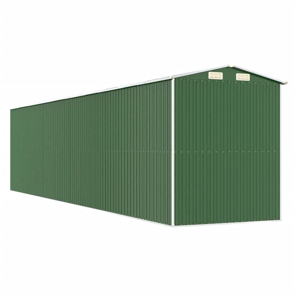 GOLINPEILO Abri de jardin extérieur en métal, grand hangar à outils utilitaire en acier, abri de jardin en acier avec doubles portes coulissantes, rangement utilitaire et outils, vert 75,6"x336,6"x87,8" 75,6"x336,6"x87,8" 