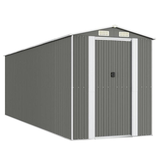 Gecheer Garden Shed Galvanized Steel, Garden Tool Storage Shed with Vent Outdoor Storage Shed Organize Storage House with Door for Backyard Garden Patio Lawn - Light Gray 75.6"x238.6"x87.8" 75.6 x 238.6 x 87.8