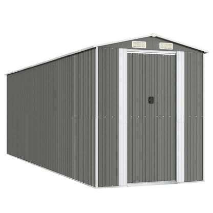 GOLINPEILO Abri de jardin extérieur en métal, grand hangar à outils utilitaire en acier, abri de jardin en acier avec doubles portes coulissantes, rangement utilitaire et outils, gris clair 75,6"x238,6"x87,8" 75,6"x238,6"x87,8" 