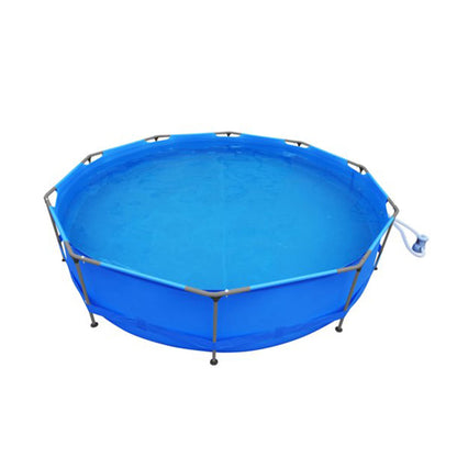 Avenli Frame Round 12 Foot Wide 30 in Tall 1,136 Gallon Easy Assembly Swimming Pool with Simple Quick Connection Filter Pump and Rust Resisting Frame 12' x 30' Blue