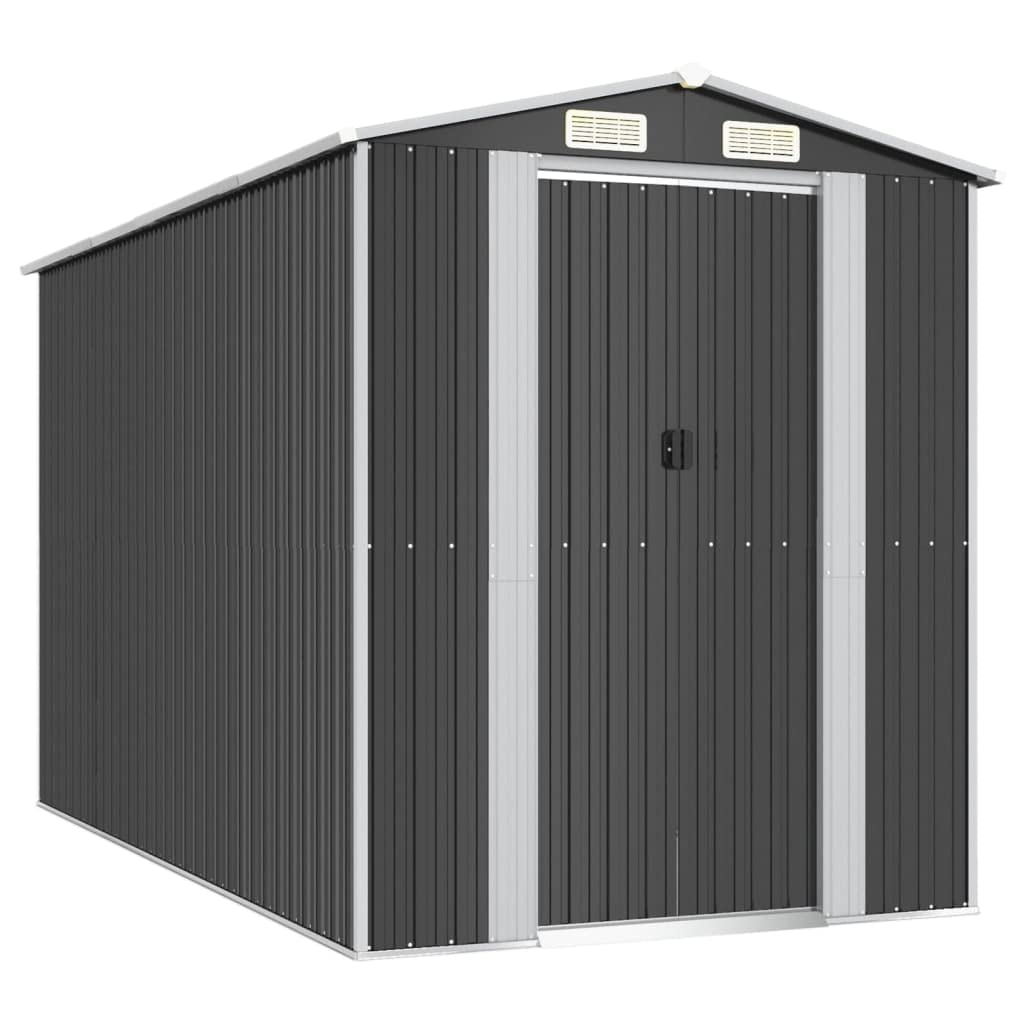 GOLINPEILO Metal Outdoor Garden Storage Shed, Large Steel Utility Tool Shed Storage House, Steel Yard Shed with Double Sliding Doors, Utility and Tool Storage, Anthracite 75.6"x140.6"x87.8" 75.6"x140.6"x87.8"