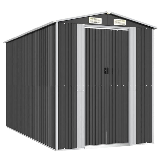 Gecheer Garden Shed Galvanized Steel, Garden Tool Storage Shed with Vent Outdoor Storage Shed Organize Storage House with Door for Backyard Garden Patio Lawn - Anthracite 75.6"x140.6"x87.8" 75.6 x 140.6 x 87.8