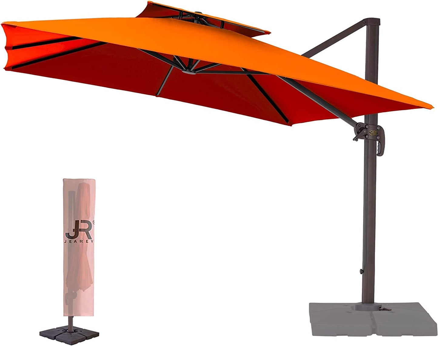 Parasol de patio carré en porte-à-faux 12 pieds orange corail 