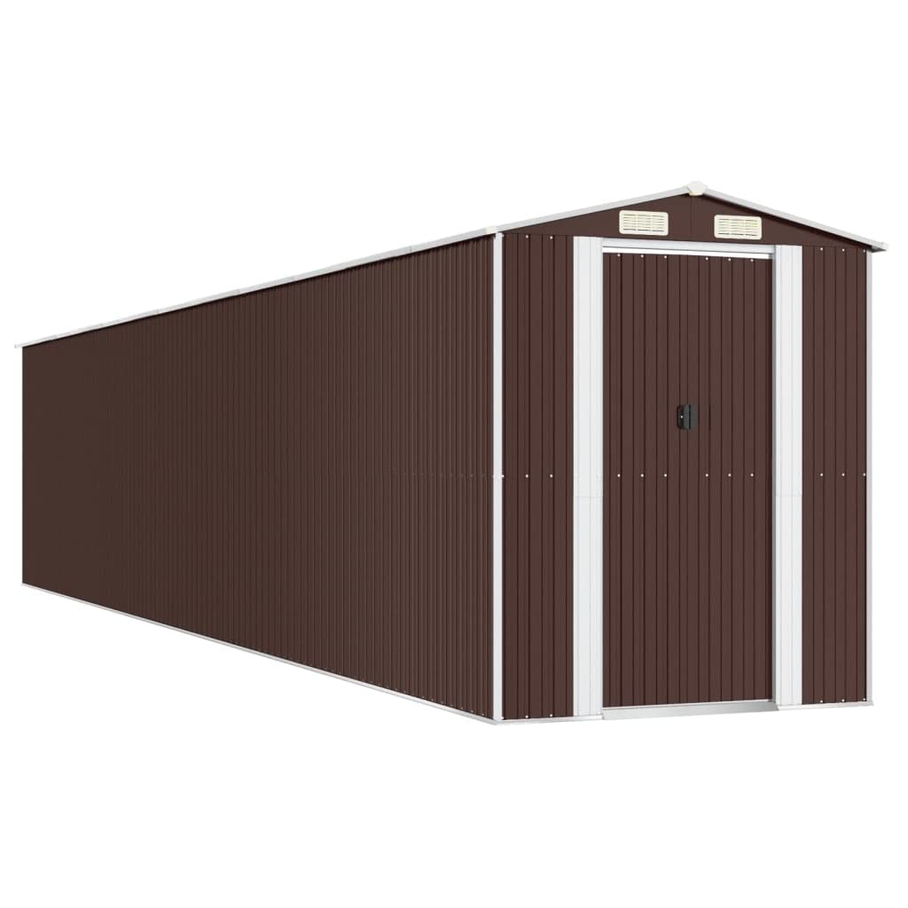 GOLINPEILO Abri de jardin extérieur en métal, grand hangar à outils utilitaire en acier, abri de jardin en acier avec doubles portes coulissantes, rangement utilitaire et outils, marron foncé 75,6"x402"x87,8" 75,6"x402"x87,8" 