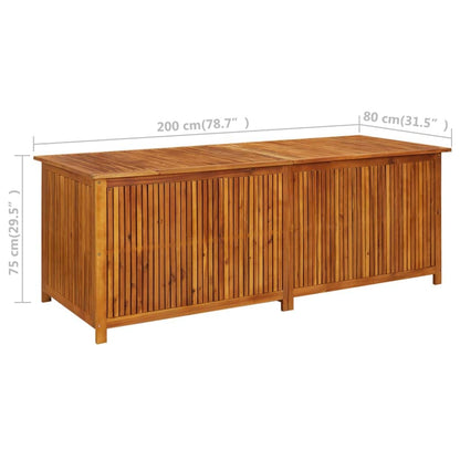 vidaXL Boîte de rangement extérieure, boîte de terrasse avec couvercle, armoire de terrasse, coffre de rangement pour coussins d'extérieur, coussins, outils de jardin, bois d'acacia massif 78,7" x 31,5" x 29,5" 