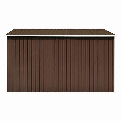 CHARMMA Outdoor Garden Storage Shed with 4 Vents Metal Steel Double Sliding Doors Outdoor Tool Shed Patio Lawn Care Equipment Pool Supplies Organizer Brown 9'x10'x6'(W x D x H) 101.2" x 117.3" x 70.1"