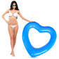 SUNSHINE-MALL Inflatable Swim Rings, Heart Shaped Swimming Pool Float Loungers Tube, Water Fun Beach Party Toys for Kids, Adults Blue,Gold