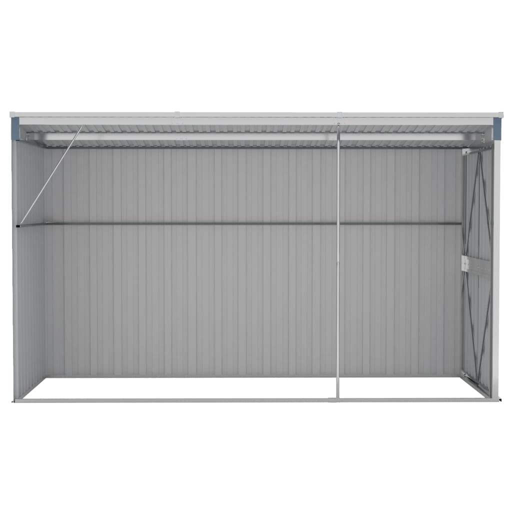 vidaXL Abri de rangement, abri de jardin mural avec portes doubles verrouillables, abri de rangement extérieur pour pelouse de patio, acier galvanisé gris 46,5" x 113,4" x 70,1" 