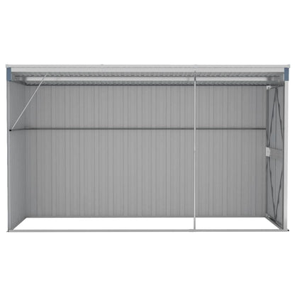 vidaXL Abri de rangement, abri de jardin mural avec portes doubles verrouillables, abri de rangement extérieur pour pelouse de patio, acier galvanisé gris 46,5" x 113,4" x 70,1" 