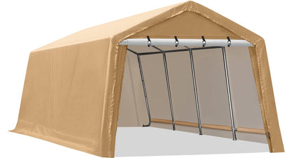 LAUREL CANYON Abri de garage de 4,3 x 6,1 m avec 2 portes enroulables, abri de rangement portable étanche pour SUV, camion pleine grandeur et bateau, 10 pieds, beige beige 