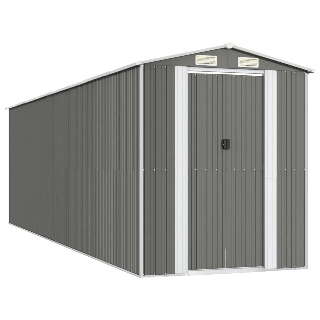 GOLINPEILO Metal Outdoor Garden Storage Shed, Large Steel Utility Tool Shed Storage House, Steel Yard Shed with Double Sliding Doors, Utility and Tool Storage, Light Gray 75.6"x271.3"x87.8" 75.6"x271.3"x87.8"