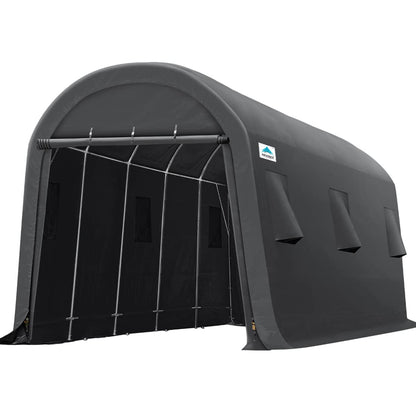 ADVANCE OUTDOOR Abri de voiture grand espace de 4,3 x 6,1 m, 2 portes et aérations enroulables, abri de rangement portable extérieur, tente de garage pour véhicule, bateau, camion, anti-UV, résistant à la neige, imperméable, gris foncé, 13' x 20' 