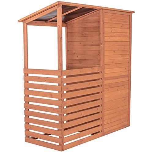 Leisure Season CFS7181 Abri de rangement combiné pour bois de chauffage et rangement – ​​Marron – Boîte de jardin en cèdre avec étagères, toit, portes – Grands casiers à bois – Patio, arrière-cour, terrasse, organisateur – Assemblage rapide 