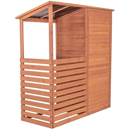 Leisure Season CFS7181 Abri de rangement combiné pour bois de chauffage et rangement – ​​Marron – Boîte de jardin en cèdre avec étagères, toit, portes – Grands casiers à bois – Patio, arrière-cour, terrasse, organisateur – Assemblage rapide 