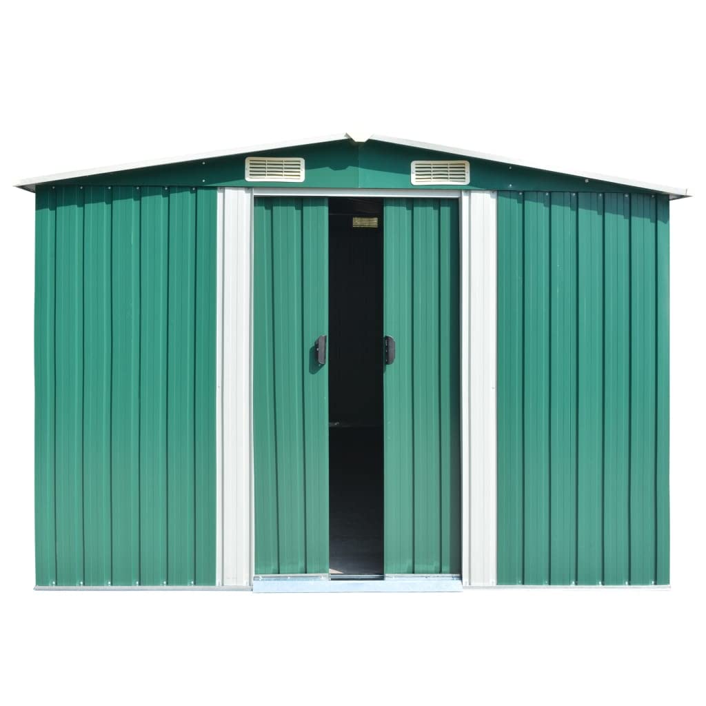 GOLINPEILO Metal Outdoor Garden Storage Shed, 101.2" x 154.3" x 71.3" Steel Utility Tool Shed Storage House, Steel Yard Shed with Double Sliding Doors, Utility and Tool Storage for Garden Patio,Green 101.2" x 154.3" x 71.3" Green